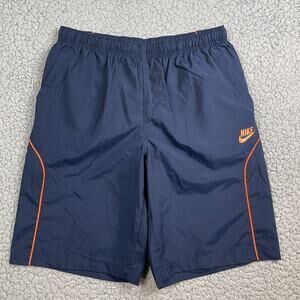 Vintage Y2K Nike Lined Shorts Mens XL Blue 12" Inseam Orange Logo Swim Hybrid